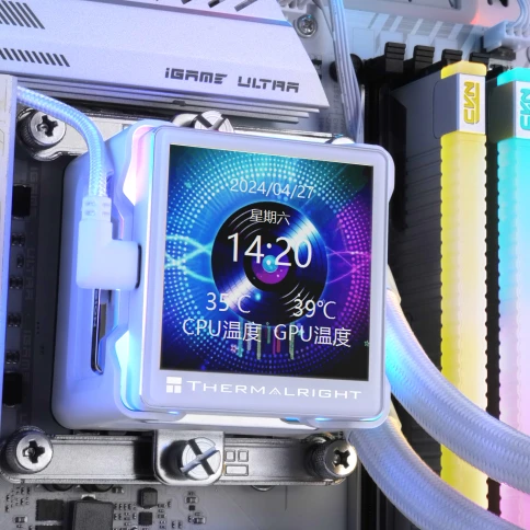 Система жидкостного охлаждения/ Water Cooling System Thermalright Elite Vision 360 (360mm, LED, White, ARGB/ Fans: 3x120mm, 69CFM, 27dBA, 2150RPM/ Pump height 63mm, Rad thickness 27mm/ S: 1700, 1200, 1851, 115X, 2011, 2066, AM5, AM4) фото 7