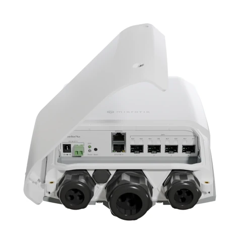 Коммутатор/ FiberBox Plus CRS305-1G-4S+OUT with 800MHz CPU, 256MB RAM, 1xGigabit LAN, 4 x SFP+ cages, RouterOS L5 or SwitchOS (dual boot), IP66 compliant outdoor enclosure, mounting kit, PSU, PoE injector фото 4