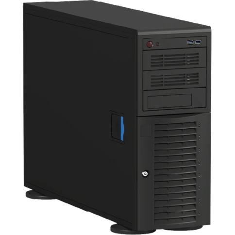 Серверный корпус/ 4U/Tower Workstation, Mini ITX, Micro ATX, ATX, E ATX MB support, 8xFHFL exp slot (4 double-width GPU),  8x3.5''HS SATA/SAS, 12Gb/s BP, 3x5.25" Bays, 4x80mm (Middle) + 1x92mm (Rear)+2x80mm (Outer) PWM Fans, 1200Wt Single P фото 1