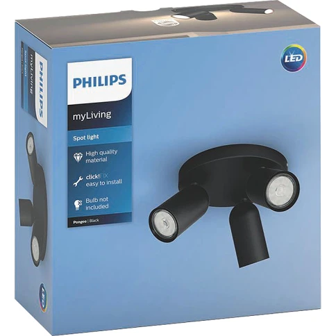 Philips PONGEE plate/spiral black 3xNW 230V фото 2