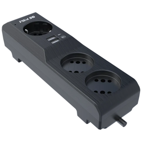Сетевой фильтр/ Surge protector Pilot 3G 3xGP euro outlets, 10А/2.2кВа, 2xUSB, 3m, grafit фото 6