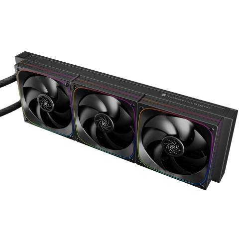 Система жидкостного охлаждения/ Water Cooling System Thermalright Frozen Horizon 360 Digital (360mm, LED temp., Black, ARGB/ Fans: 3x120mm, 68.9CFM, 28.2dBA, 2000RPM/ Pump height 53.2mm, Rad thickness 27mm/ S: 1700, 1200, 1851, 115X, AM5, AM4) фото 4