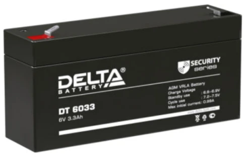 АКБ Delta DT 6033 (125мм) (6V, 3,3Ah) фото 1