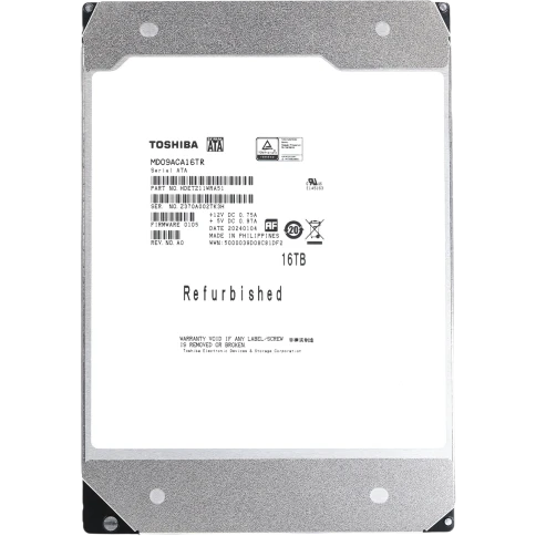 Жесткий диск/ HDD Toshiba MD09 SATA3 16Tb 3.5" 7200 512Mb OFFICIAL RECERTIFIED 1 year warranty (replacement MG08ACA16TE, ST16000NM000J, ST16000NM001G, MG11ACA16TE, MG09ACA16TE, WUH721816ALE6L4) фото 1