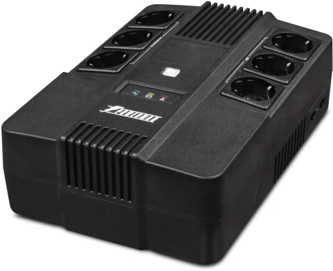 ИБП POWERMAN Brick 800, линейно-интерактивный, 800ВА, 480Вт,   3 евророзетки с резервным питанием, 3 евророзетки с фильтрацией, защита RJ45/RJ11, батарея 12В 9Ач 1 шт.,  293мм х 202мм х 93мм, 5.2 кг./ UPS POWERMAN Brick 800, line-interactive, 800VA, 480W, фото 4