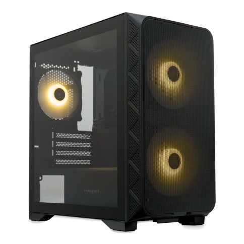 Корпус без блока питания/ Case HSPD M321, Mesh Mini-tower, Black, slide TG, 0.45 SPCC, 2x140mm ARGB (M11-140)+1x120mm ARGB (M11-120) mATX, mITX 160/340/184mm 2x2.5", 2x3.5", 4xPCI 2xUSB-A 3.0, 1xUSB-A 1.0 390x200x385mm фото 1