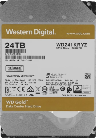 Жесткий диск WD SATA-III 24TB WD241KRYZ Server Gold 512E (7200rpm) 512Mb 3.5" [WD241KRYZ] фото 1