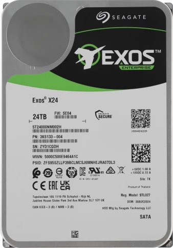Жесткий диск Seagate SATA-III 24TB ST24000NM002H Exos X24 4KN (7200rpm) 512Mb 3.5" [ST24000NM002H] фото 1
