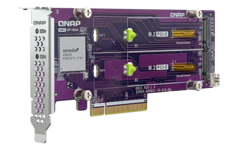 Плата расширения/ QNAP QM2-2P-384A 2 x M.2 22110 or 2280 PCIe (Gen3 x8) NVMe SSD slots. Low-profile flat and Full-height brackets included. фото 4