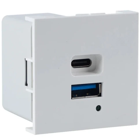 Donel USB зарядное устройство, 3A , 65W, Type A + C, 2 мод., бел. (45х45мм) фото 1