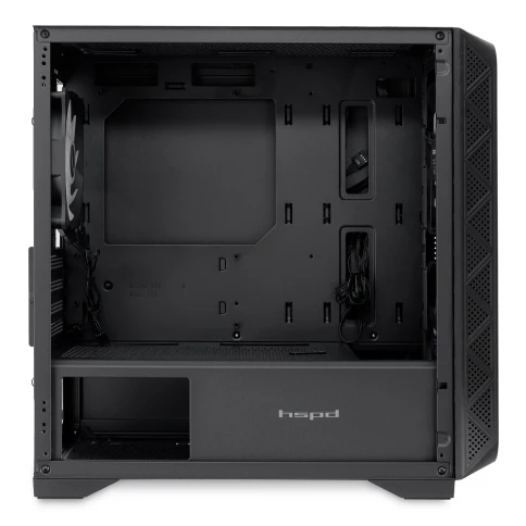 Корпус без блока питания/ Case HSPD M321, Mesh Mini-tower, Black, slide TG, 0.45 SPCC, 2x140mm ARGB (M11-140)+1x120mm ARGB (M11-120) mATX, mITX 160/340/184mm 2x2.5", 2x3.5", 4xPCI 2xUSB-A 3.0, 1xUSB-A 1.0 390x200x385mm фото 6