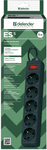 Defender ES 5 Black (5 м, 5 розеток) фото 4