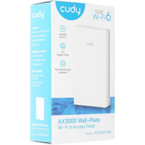 Точка доступа/ AX3000 Dual Band Wi-Fi 6 Wall Plate Access Point, Chipset MT7981+MT7531AE+MT7976CN, 802.11ax/ac/a/b/g/n, 2402Mbps at 5GHz + 574Mbps at 2.4GHz, 1 x Gigabit PoE-IN Port, 802.3af / at, 4 x Gigabit  RJ45 ports, LAN1 support PoE Out,  Cudy Mesh фото 6