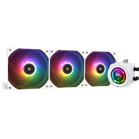 Система жидкостного охлаждения/ Water Cooling System Thermalright Core Vision 360 (360mm, LED, White, ARGB/ Fans: 3x120mm, 72.37CFM, 27.7dBA, 2000RPM/ Pump height 66mm, Rad thickness 27mm/ S: 1700, 1200, 1851, 115X, 2011, 2066, AM5, AM4) фото 1