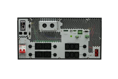 Systeme Electric Smart-Save Online SRT 6000 ВА, конвертируемый форм-фактор 5U, 230 В, 1:1, клеммный вход/выход, 6 розеток IEC C13 и 4 розетки  IEC C19,  SmartSlot, LCD, USB HID, SNMP карта, версия с возможностью увеличения времени автономии. фото 9