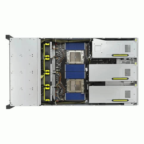 Серверная платформа/ ASUS RS720A-E12-RS24U, 2U, 2 x LGA 6096, AMD EPYC 9004 (400W), 24 x DDR5 4800/4400, 16NVMe + 8NVMe/SATA/SAS*, 9 PCIe Gen5 slots, 1 x 2-Port 10GbE Intel X710-AT2 LAN, 1+1 2600W фото 4