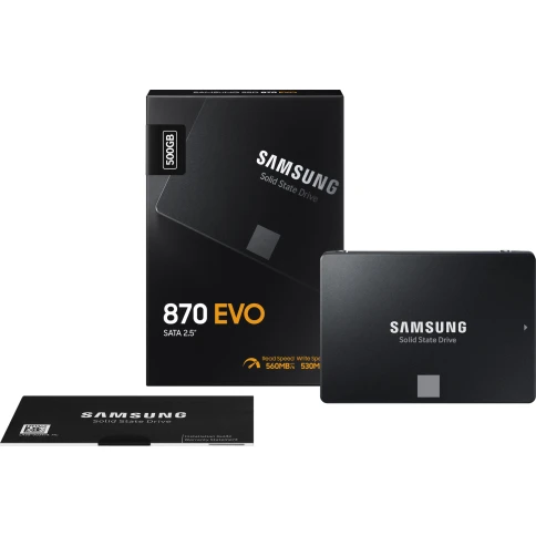 Твердотельные накопители/ Samsung SSD 870 EVO, 500GB, 2.5" 7mm, SATA3, 3-bit MLC, R/W 560/530MB/s, IOPs 98 000/88 000, DRAM buffer 512MB, TBW 300, DWPD 0.33 (12 мес.) фото 6