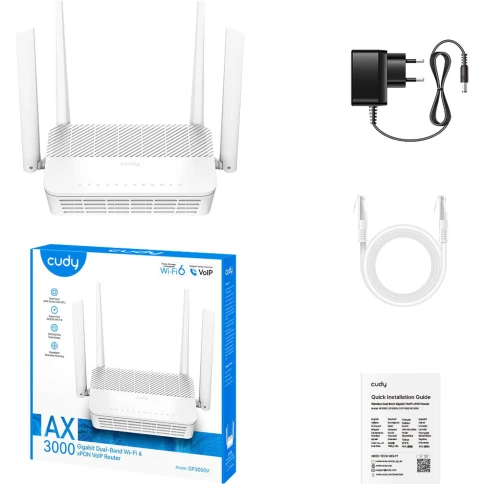Маршрутизатор/ V2.0, AX3000 Wi-Fi 6 Dual Band Gigabit xPON Router, Realtek chipset, GPON/EPON,  2402Mbps at 5GHz + 576Mbps at 2.4GHz, 802.11ax/ac/a/b/g/n, 1 PON Port, 4 Gigabit RJ45 port, 1 RJ11 Port, Power ON/OFF Button,WPS Button,WiFi Button, Reset butt фото 5