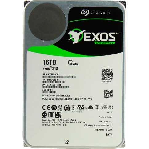 Жесткий диск/ HDD Seagate SATA 16Tb Exos X18 6Gb/s 7200 256Mb OFFICIAL RECERTIFIED 1 year warranty фото 1