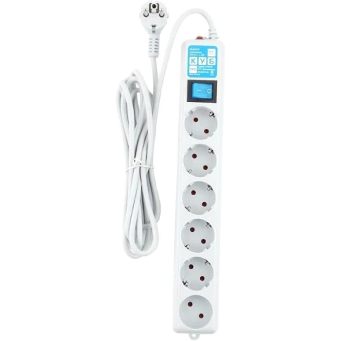 Фильтр-удлинитель Power Cube PRO, 5,0 м, LC контур, 16А/3,5кВт/ Surge protector Power Cube  Pro 5,0 m, LC circuit, 6 outlets (white) 16A / 3,5kVt фото 2