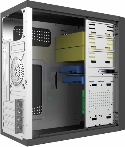 Корпус с блоком питания 450Вт./ Case Forza mATX, 450W, 2xUSB3.0, Black, w/o FAN, 12 cm fan PSU, power cord фото 5