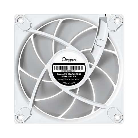 Кулер для корпуса/ Case Cooler Ocypus Gamma F12 Elite WH ARGB REVERSE BLADE (120x120x25mm, 4-pin PWM, ARGB, 56CFM, 26dBA, 1800RPM, White) фото 7