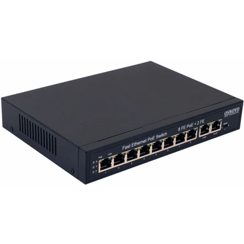 Коммутатор/ OSNOVO PoE коммутатор, 8 x FE с поддержкой PoE (IEEE 802.3af/at), 2 x FE, до 30W на порт, суммарно до 120W фото 1