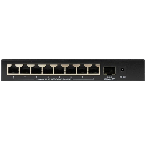 Коммутатор/ Unmanaged Switch 8x100Base-TX PoE, 1x1000Base-X SFP, PoE Budget 80W, metal case фото 1
