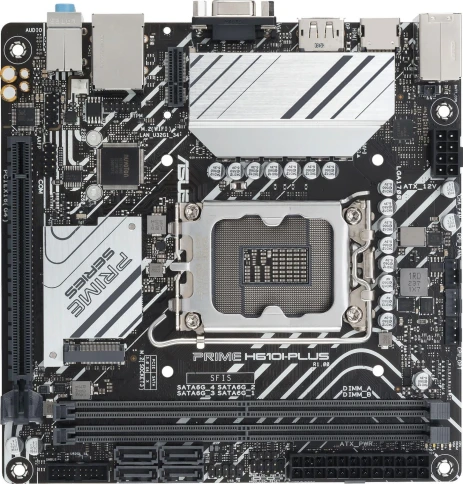 Материнская плата ASUS PRIME H610I-PLUS-CSM Soc-1700 Intel H610 2xDDR5 mini-ITX AC`97 8ch(7.1) GbLAN+VGA+HDMI+DP [PRIME H610I-PLUS-CSM] фото 1