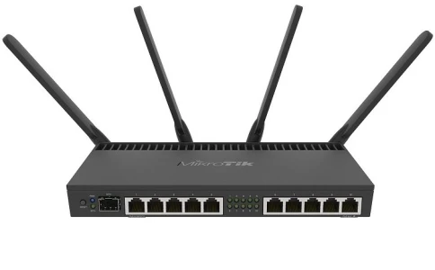 Точка доступа/ RB4011iGS+5HacQ2HnD-IN Powerful 10xGigabit port router with a Quad-core 1.4Ghz CPU, 1GB RAM, SFP+ 10Gbps cage, dual band 2.4GHz / 5GHz 4x4 MIMO 802.11a/b/g/n/ac wireless and desktop case фото 3