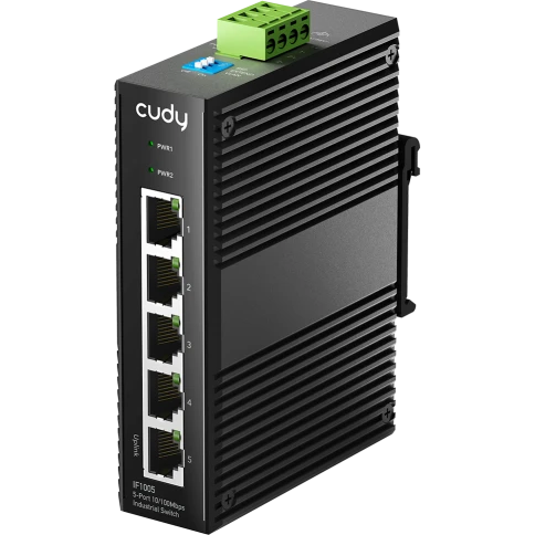 Промышленный коммутатор/ 5-Port 10/100M Aluminum Industrial Switch, 4 10/100M Ports, 1 10/100M Uplink Ports,  Din-Rail& Wall mounts installation, Din-rail design,   Power supply: DC 9.6~57V, work temperature:-40°C-75°C, Power Adapter Not Included фото 1