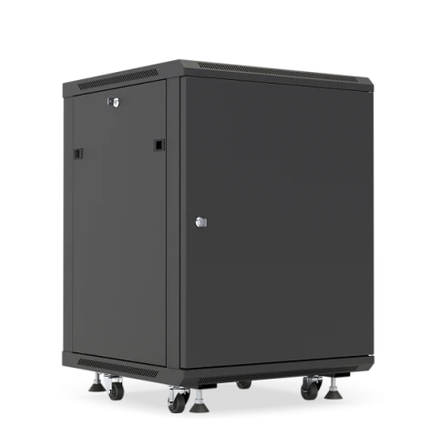Шкаф настенный телекоммуникационный 19", 9U , 500x600x800мм, дверь металлическая, съёмные боковые панели, в комплекте щеточный ввод, комплект заземления, ножки, нагрузка до 100кг. Цвет: черный фото 1