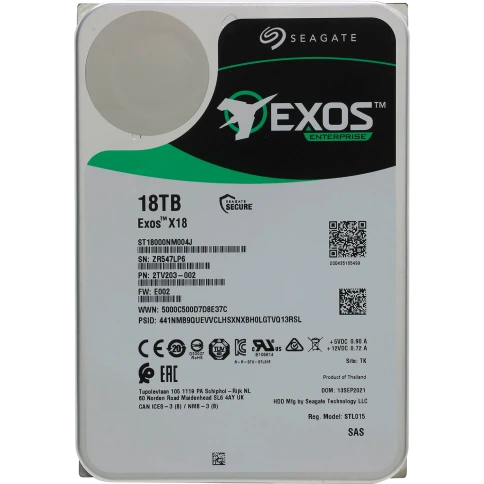 Жесткий диск/ HDD Seagate SAS 18Tb Exos X18 12Gb/s 7200 256Mb LOGO LENOVO (clean pulled) 1 year warranty (replacement MG09SCA18TE, WUH721818AL5204) фото 1