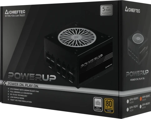 Блок питания Chieftec ATX 650W PowerUp GPX-650FC 80+ gold 24pin APFC 120mm fan 9xSATA Cab Manag RTL [GPX-650FC] фото 4