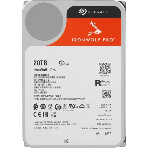 Жесткий диск/ HDD Seagate SATA 20Tb IronWolf Pro NAS 6Gb/s 7200 256Mb 1 year warranty (replacement WD201KFGX, WD202KFGX) фото 1