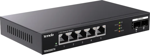 Коммутатор/ Tenda TEM2007X Коммутатор неуправляемый, 7 портов, RJ-45 5х2,5 Гбит/с, SFP+ 2х10 Гбит/с, настольный, металлический корпус фото 1