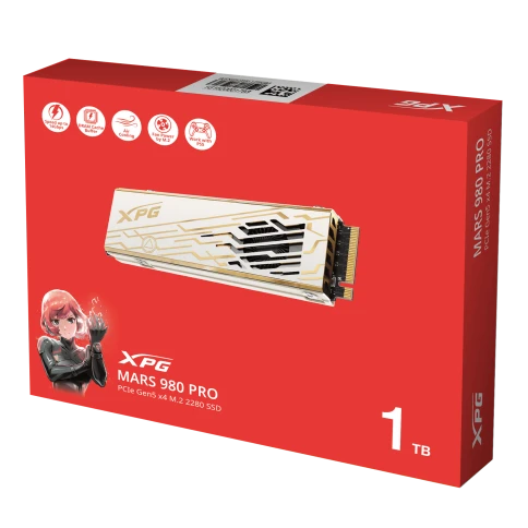 Твердотельный накопитель/ ADATA SSD XPG MARS 980 PRO, 1000GB, M.2(22x80mm), NVMe, PCIe 5.0 x4, 3D NAND, R/W 14000/10000MB/s, IOPs 1 600 000/1 650 000, TBW 740, DWPD 0.4, with Heat Sink (5 лет) фото 8