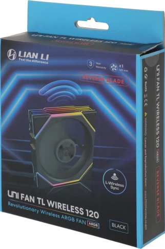 Вентилятор для корпуса Lian-Li Uni Fan TL Wireless 120 Reverse ARGB 120х124.5x28 черный 4-pin 34дБ (G99.12RTL1W1B.R0) Ret фото 3