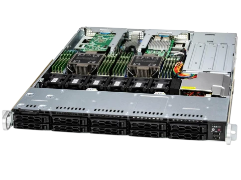 Серверная платформа/ SYS-121C-TN10R (bundle11): 1U / 2x LGA-4677 / 16x DDR5 RDIMM / 10x 2.5 NVMe*/SAS*/SATA / 2x PCIe 5.0 x16 FHHL / 2x PCIe 5.0 x4 NVMe M.2 / 1x 2-Port 1GbE RJ45 / TPM / 2x 860W Power (10 SATA config) фото 1