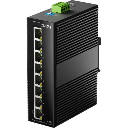 Промышленный коммутатор/ 8-Port Aluminum Industrial Switch, 1000Mbps 8-Port RJ45, Din-rail design, Power supply: DC 9.6~57V work temperature:-40 °C-75°C, Power Adapter Not Included фото 1