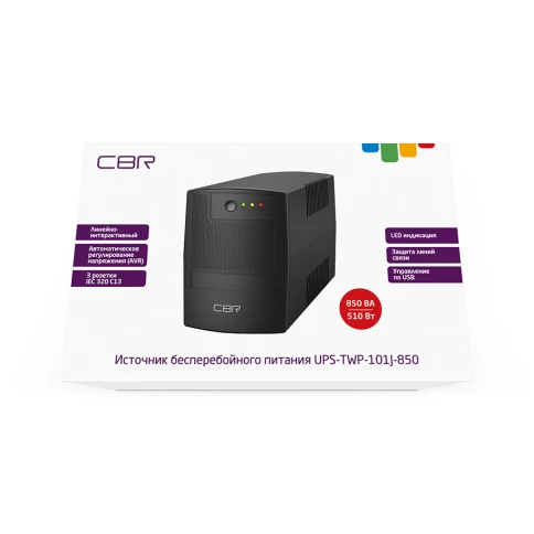 Башенный линейно-интерактивный ИБП/ ИБП CBR [UPS-TWP-101J-850] 850VA/510W, Schuko CEE 7 x2 outlets, LED, AVR, SEC, 12V/8Ah фото 2