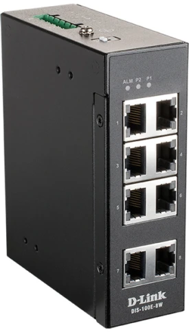 Коммутатор/ DIS-100E-8W Unmanaged Industrial Switch 8x100Base-TX, Surge 2KV, Alarm relay, DIN-Rail, metal case IP30, -40 to 75°C, only DC power, w/o power supply фото 2