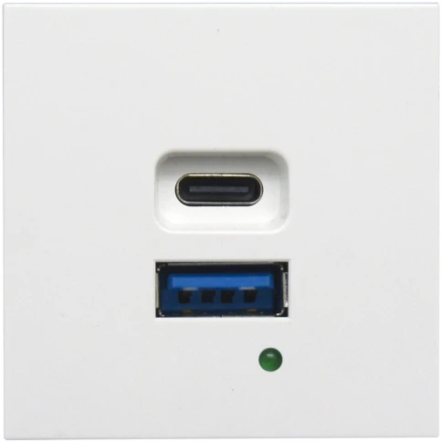 Donel USB зарядное устройство, 4.2A , 65W, Type A + C, 2 мод., бел. (45х45мм) фото 1