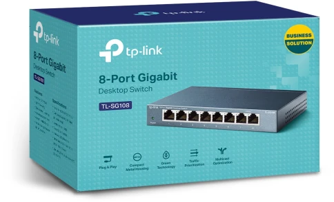 Коммутатор/ 8-port Desktop Gigabit Switch, 8 10/100/1000M RJ45 ports, metal case фото 3