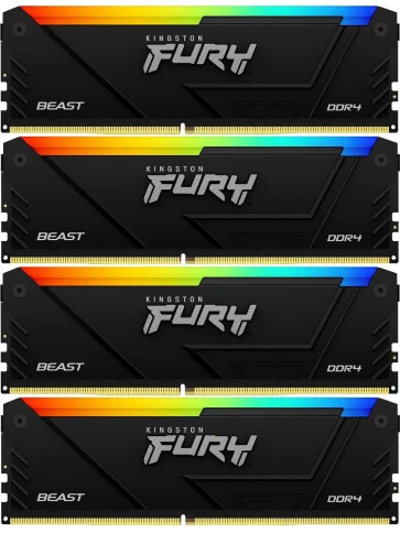 Память оперативная/ Kingston 32GB 3200MT/s DDR4 CL16 DIMM (Kit of 4) FURY Beast RGB фото 1