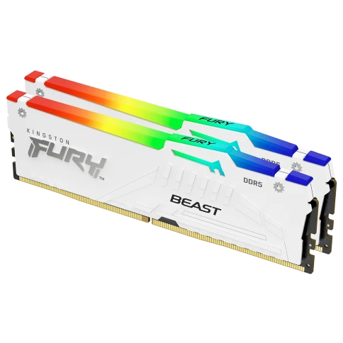 Память оперативная/ Kingston 32GB 5600MT/s DDR5 CL40 DIMM (Kit of 2) FURY Beast White RGB XMP фото 1