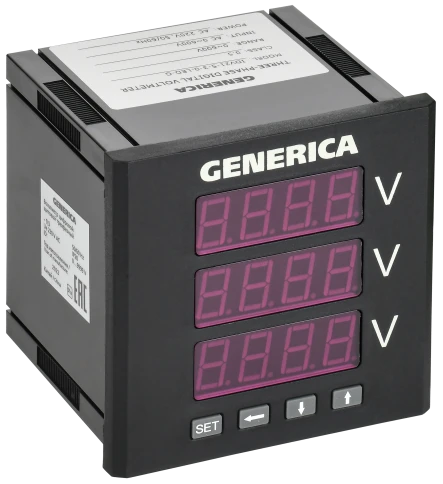 Вольтметр цифр. щит. 3-ф. 96х96 LED GENERICA фото 1