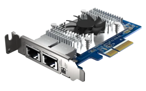 Сетевая карта/ QNAP QXG-10G2T-X710 LAN Expansion Card, PCIe Gen3 x4, Two 10GbE (10G / 5G / 2.5G / 1G / 100M)) Ports with SR-IOV and iSCSI, Block-based, Supports Multiple Virtual Disk Modes фото 1