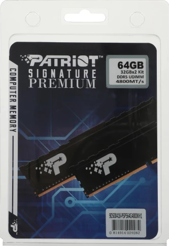 Память DDR5 2x32GB 4800MHz Patriot PSP564G4800KH1 Signature Premium RTL PC5-38400 CL40 DIMM 288-pin 1.1В kit single rank с радиатором Ret фото 6