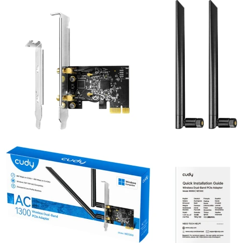 Адаптер Wi-Fi/ AC1300 Dual Band Wi-Fi PCIe Adapter, 867Mbps at 5GHz + 400Mbps at 2.4GHz,2 5dBi  Antennas,  Dual Brackets, Windows 10/8.1/8/7 фото 3